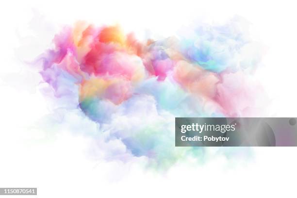 multicolored watercolor clouds, art background - fluffy clouds stock illustrations