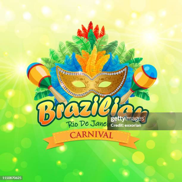 illustrazioni stock, clip art, cartoni animati e icone di tendenza di simbolo del carnevale brasiliano di rio de janeiro - carnaval
