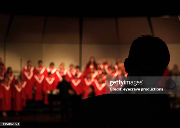 entrance silhouette - choir singing stock pictures, royalty-free photos & images