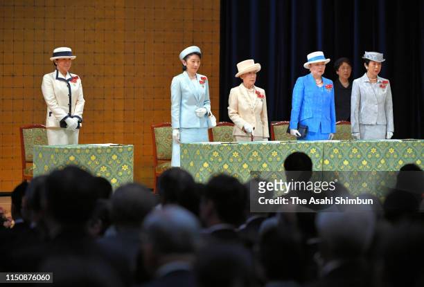 Empress Masako, Crown Princess Kiko of Akishino, Princess Hanako of Hitachi, Princess Nobuko of Mikasa, and Princess Hisako of Takamado attend the...