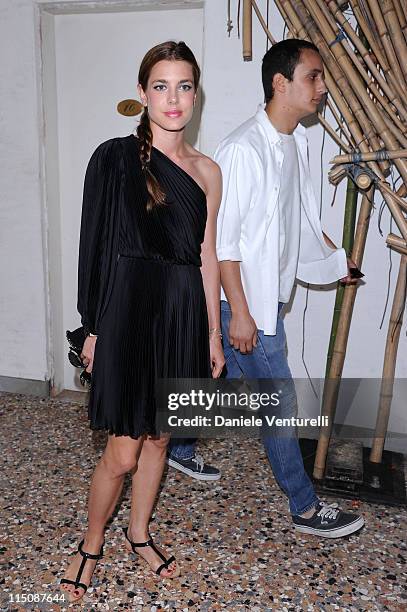 Charlotte Casiraghi and Alex Dellal attend the 'Hogan And Big Bambu' Cocktail Party during the 54th International Art Biennale on June 2, 2011 in...
