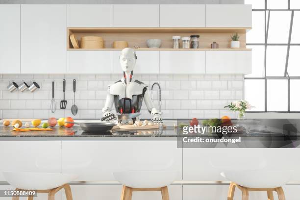 robot is cooking - robot human arm stock pictures, royalty-free photos & images
