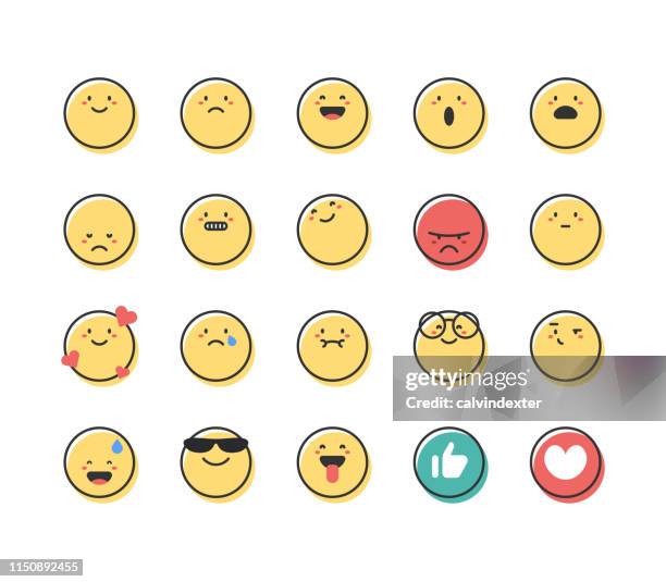 emoticons line art and offset color pack - looking over shoulder scared stock illustrations