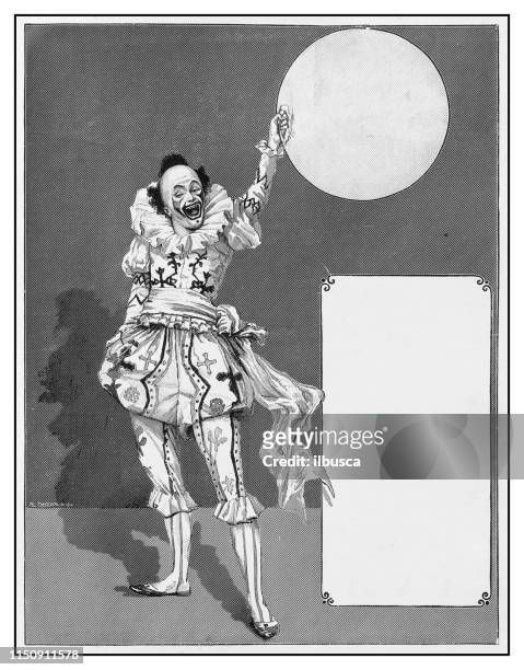 ilustrações de stock, clip art, desenhos animados e ícones de antique illustration: clown - circus poster