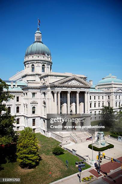 indiana state capitol - indianapolis - indiana flag stock pictures, royalty-free photos & images