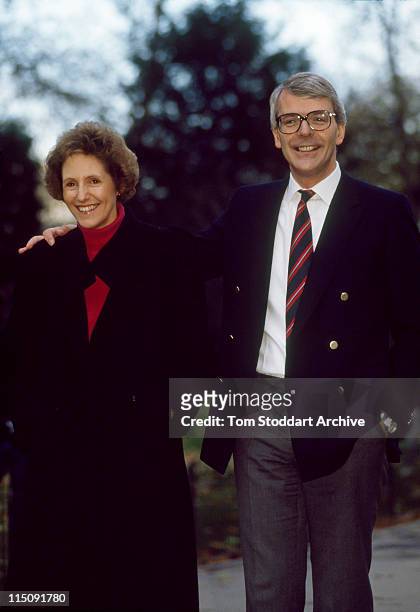 John Major and his wife Norma take a stroll through St James Park during the November 1990 election campaign which saw him elected as British Prime...