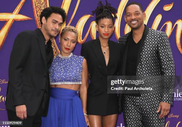 Trey Smith, Jada Pinkett Smith, Willow Smith and Will Smith attend the premiere of Disney's "Aladdin" on May 21, 2019 in Los Angeles, California.