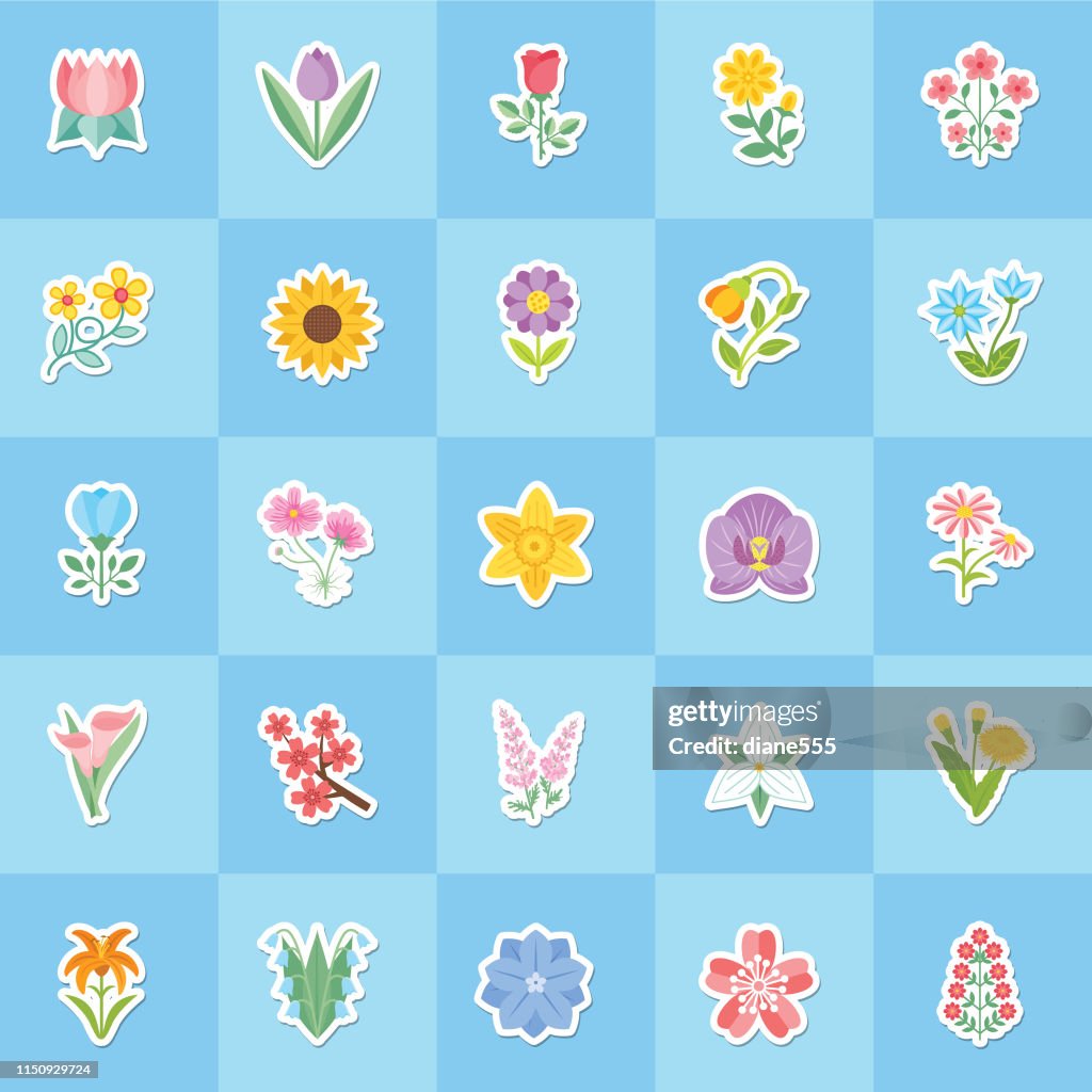 Cute Flower Icon In Flat Design - Sunflower