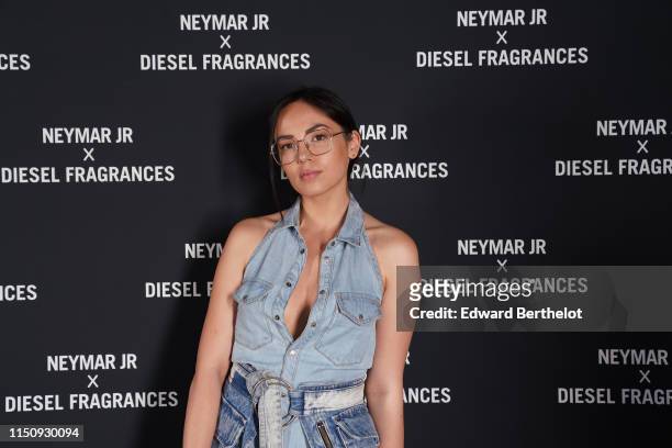 Agathe Auproux arrives at Diesel 'Spirit of the Brave' Perfume Launch Party at Salle Wagram on May 21, 2019 in Paris, France.