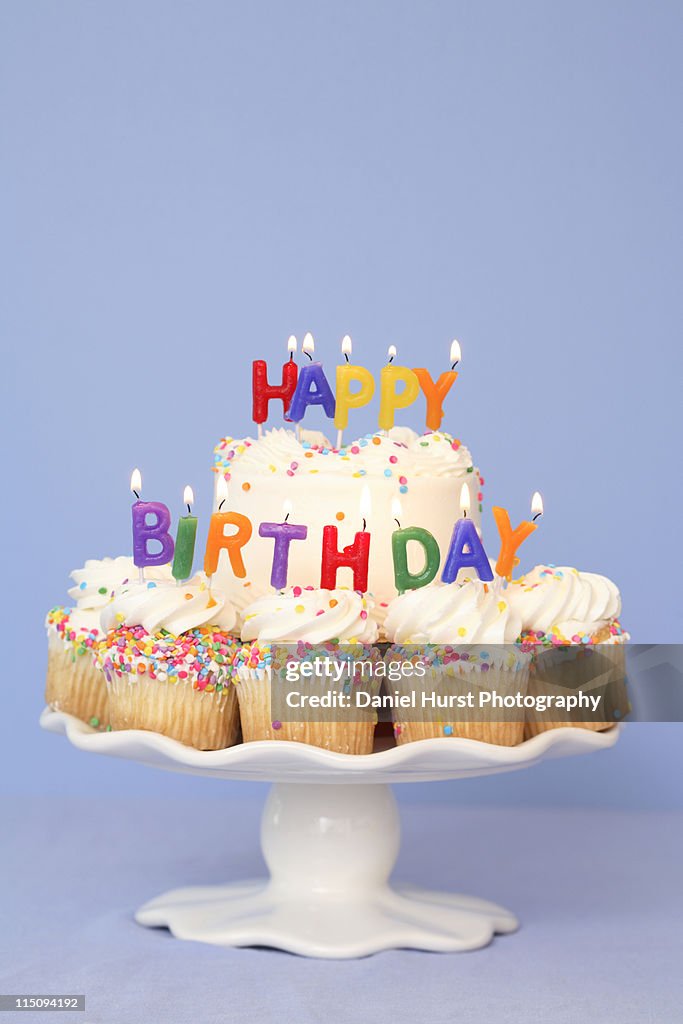 Birthday cake with Happy Birthday candles