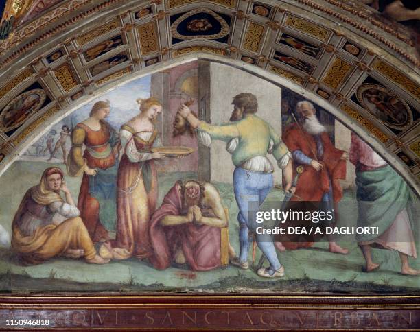 Beheading of St John the Baptist, scene from Stories of life of St John the Baptist, 1513-1529, fresco by Giannicola Paolo , Chapel of St John the...