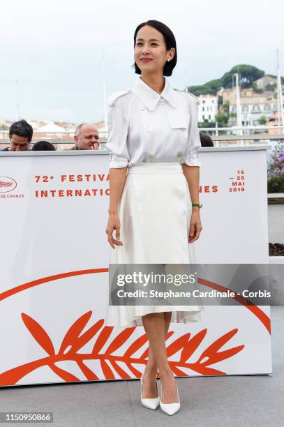 Cho Yeo-jeong attends the photocall for "Parasite" during the 72nd annual Cannes Film Festival on May 22, 2019 in Cannes, France.