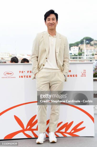 Lee Sun-kyun attends the photocall for "Parasite" during the 72nd annual Cannes Film Festival on May 22, 2019 in Cannes, France.