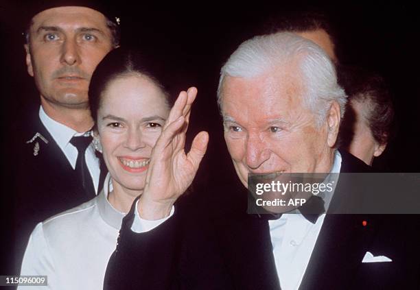 Picture taken on May 1971 shows actor and film director Charlie Chaplin and his wife Oona during the International Film Festival in Cannes. AFP PHOTO