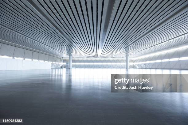 futuristic empty room, 3d rendering - shiny floor stock pictures, royalty-free photos & images