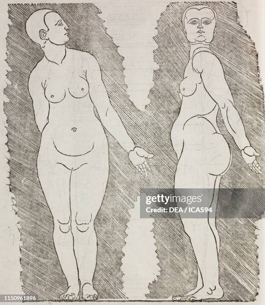 Proportions of a female body, engraving from Della simmetria dei corpi humani , Volume IV, by Alberto Durero Venice.