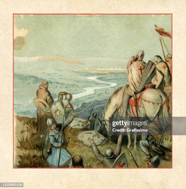 first crusade taking jerusalem in 1099 - crusaders stock illustrations