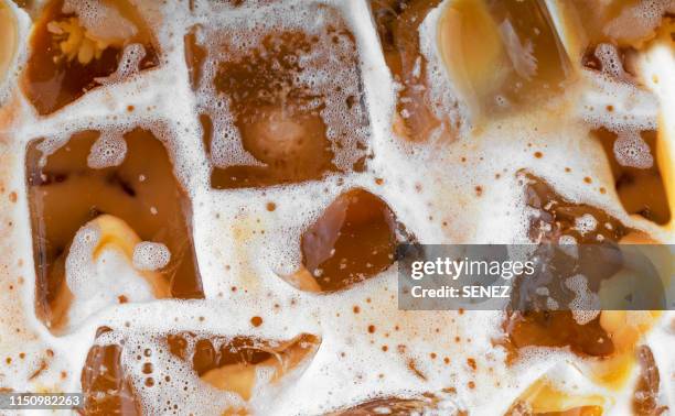 full frame shot of iced coffee - iced coffee foto e immagini stock