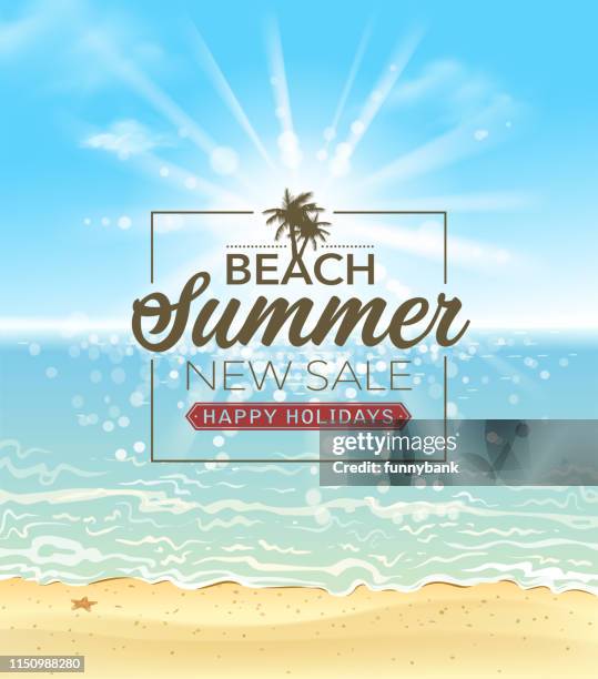 sunny beach frame - sun hat stock illustrations