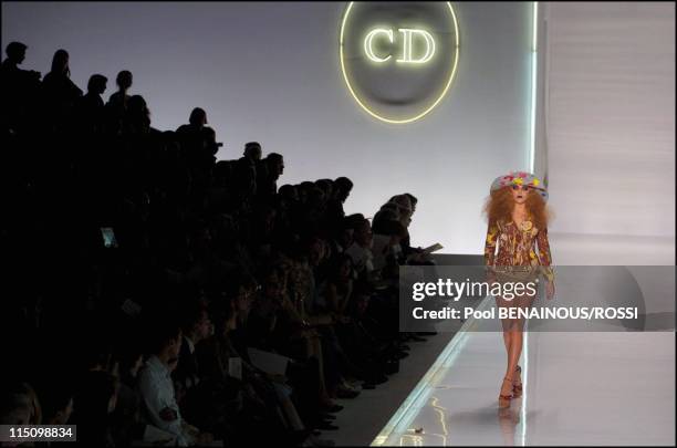 Christian Dior Spring-Summer 2005 ready to wear fashion show in Paris, France on October 05, 2004 - Fifteen-year-old model Riley Keough, Elvis...