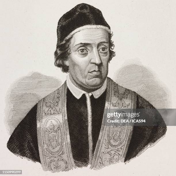 Portrait of Pope Clement XI , engraving from I benefattori dell'umanita ossia vite e ritratti degli uomini d'ogni paese e d'ogni condizione i quali...