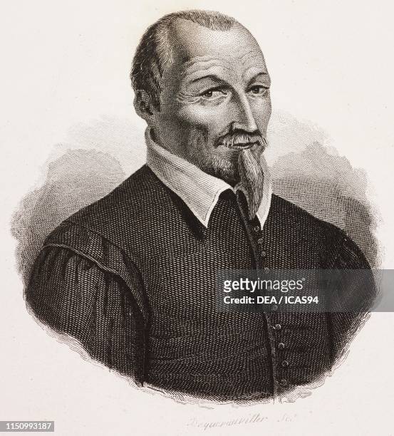Portrait of Olivier de Serres , French agronomist and botanist, engraving from I benefattori dell'umanita ossia vite e ritratti degli uomini d'ogni...