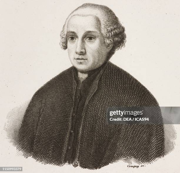 Portrait of Antonio Genovesi , Italian writer and philosopher, engraving by Conquy from I benefattori dell'umanita ossia vite e ritratti degli uomini...