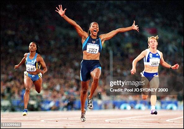 Sydney Olympics Games: Athletism: Women'S Final 100M In Sydney, Australia On September 23, 2000. Sydney Olympics Games: Athletism: Women'S Final 100M In Sydney, Australia On September 23, 2000.