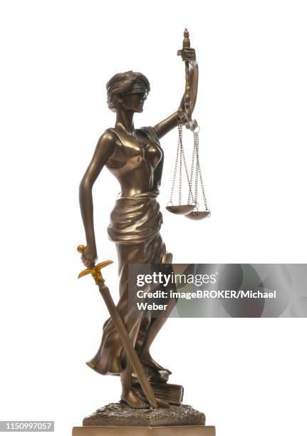 figure of justitia with scales, germany - waage justitia freisteller stock-fotos und bilder