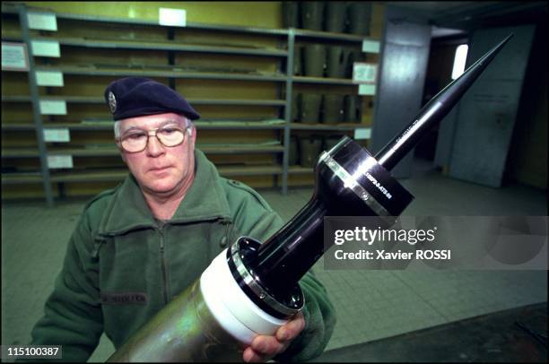 Warehouses where the French Army will store all weapons tipped with depleted uranium in Brienne Le Chateau, France on January 10, 2001 - Depleted...