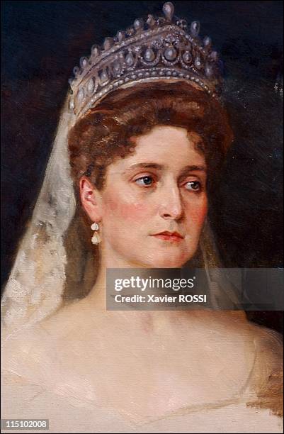 Tsar in Compiegne exhibition, the 1901 visit of Tsar Nicholas II to France in Compiegne, France on October 19, 2001 - Portrait of Empress Alexandra...