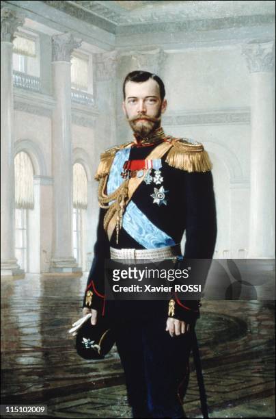 Tsar in Compiegne exhibition, the 1901 visit of Tsar Nicholas II to France in Compiegne, France on October 19, 2001 - Portrait of Tzar Nicholas II by...