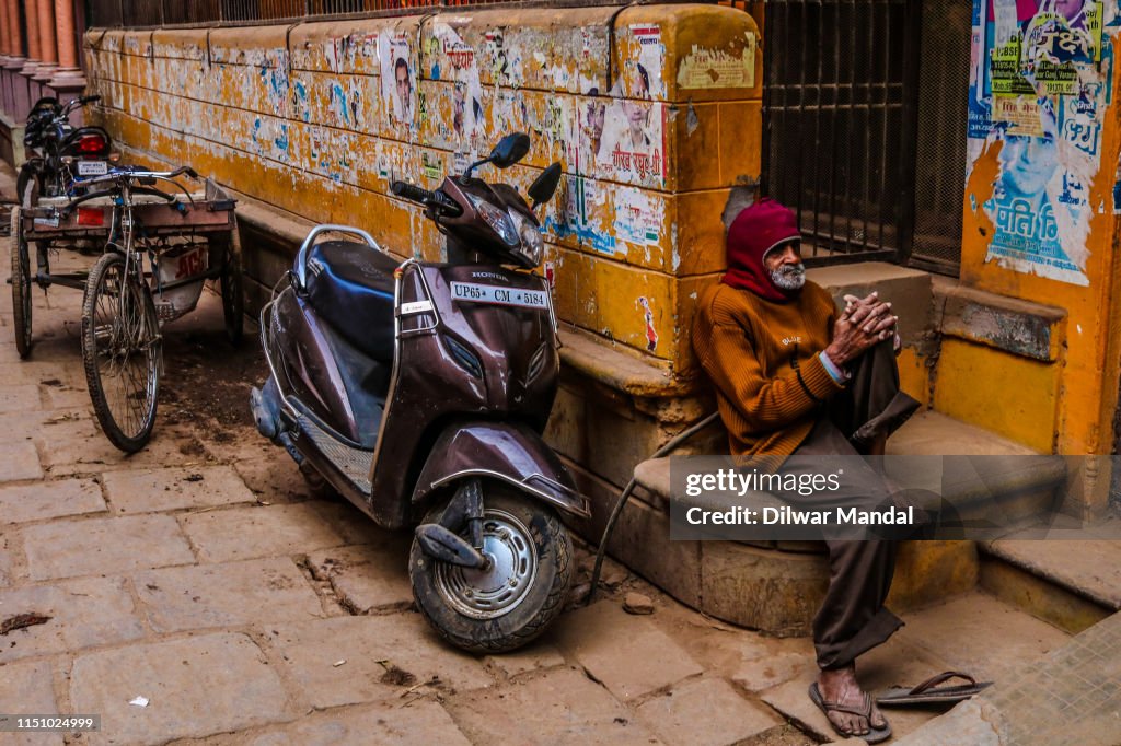 An Old Man At Varanasi Street