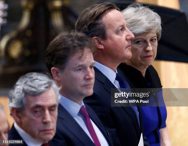 Gordon Brown, NIck Clegg, David Cameron and Prime Minister Theresa May attend a service of thanksgiving to remember the life of Lord Jeremy Heywood...