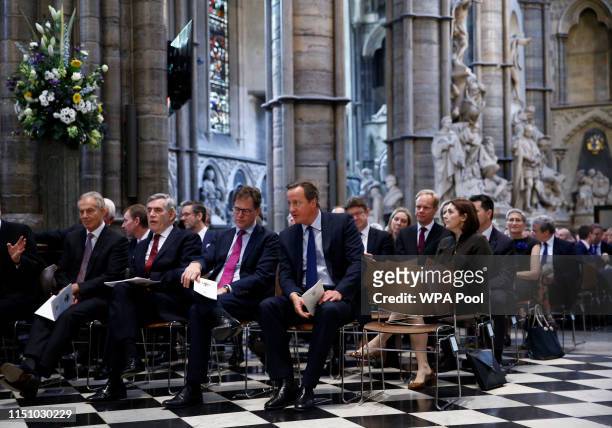 Tony Blair, Gordon Brown, NIck Clegg and David Cameron attend a service of thanksgiving to remember the life of Lord Jeremy Heywood at Westminster...