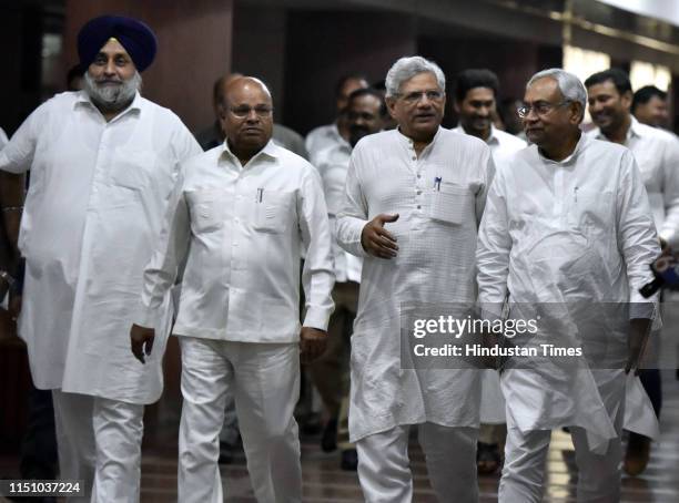 Chief Sukhbir Singh Badal, Janata Dal chief and Bihar chief minister Nitish Kumar, Secretary General of CPI Sitaram Yechury and other leaders leave...