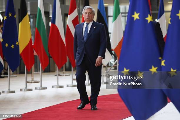 Antonio Tajani, President of European Parliament arrives to the Europa Building during the European Council Summit in Brussels, Belgium on June 20,...