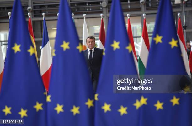 Emmanuel Macron, President of France arrives to the Europa Building during the European Council Summit in Brussels, Belgium on June 20, 2019. The...