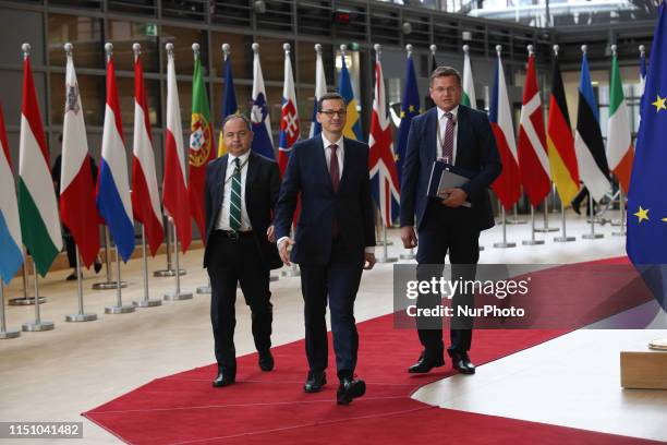 Mateusz Morawiecki, Prime Minister of Poland arrives to the Europa Building during the European Council Summit in Brussels, Belgium on June 20, 2019....