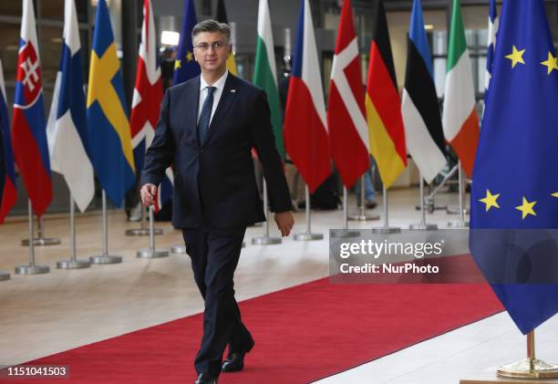 Andriej Plenkovic, Prime Minister of Croatia arrives to the Europa Building during the European Council Summit in Brussels, Belgium on June 20, 2019....