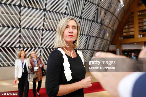 Federica Mogherini, High Representative of the Union for Foreign Affairs and Security Policy of European Union talks to the journalists in the Europa...