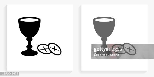 christian drink black and white square icon - cheese cracker stock illustrations
