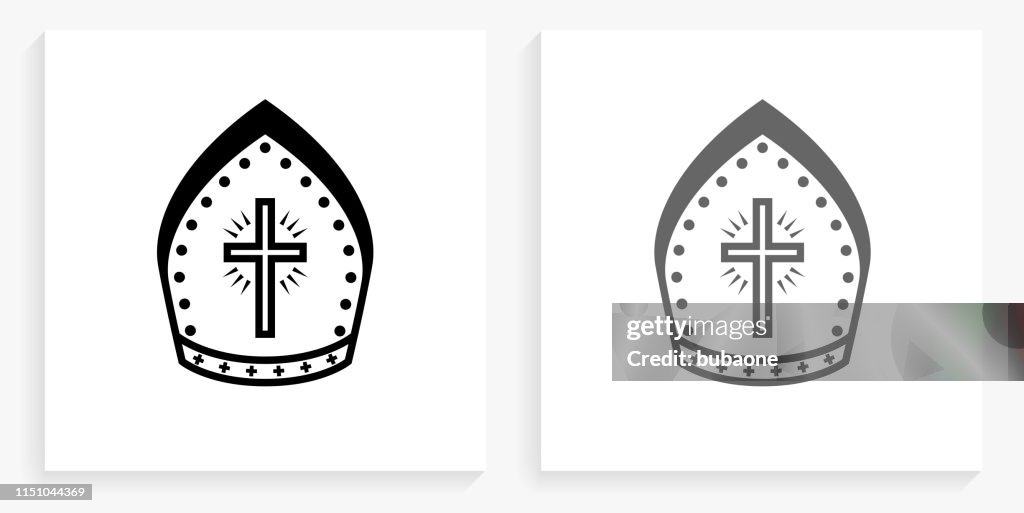 Bishop Hat Black and White Square Icon