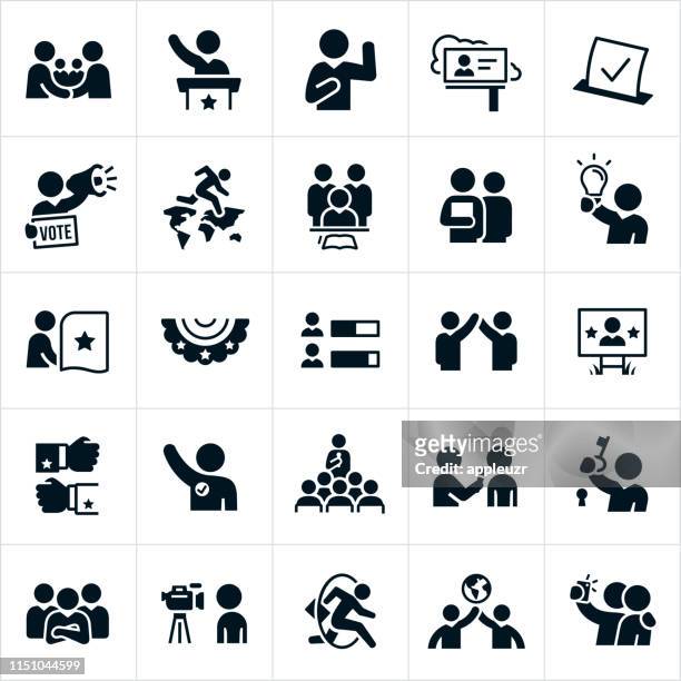 politische ikonen - stimmabgabe stock-grafiken, -clipart, -cartoons und -symbole