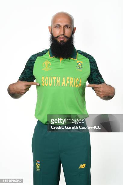 Hashim Amla of South Africa poses for a portrait prior to the ICC Cricket World Cup 2019 at on May 22, 2019 in Cardiff, Wales.