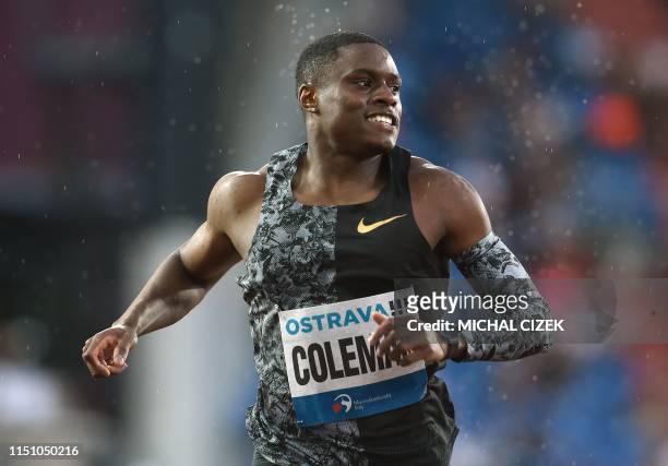 Christian Coleman of the USA finishes 2nd in the 200m Men sprint of IAAF Golden Spike 2019 Athletics meeting in Ostrava on June 20, 2019.