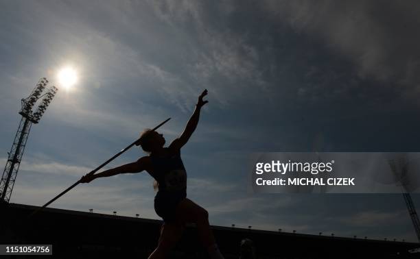 Sara Kolak of Croatia competes during the Women's Javelin Throw at the IAAF Golden Spike 2019 Athletics meeting in Ostrava on June 20, 2019.