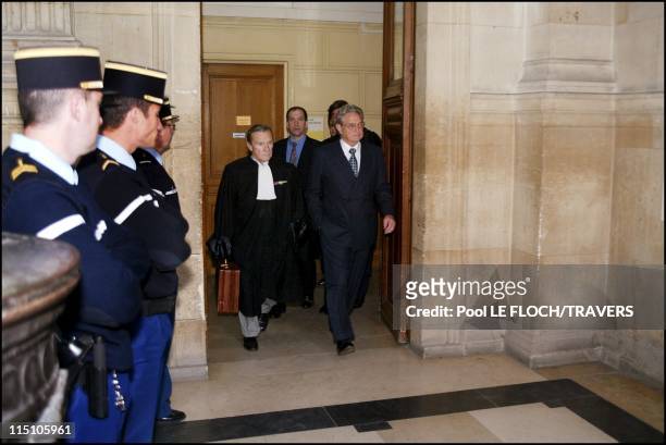 The accused brought before the Magistrate in the Societe Generale bank case in Paris, France on November 07, 2002 - George Soros.