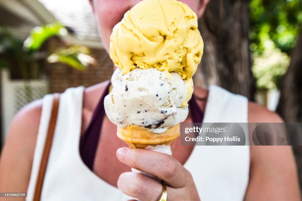 Close Up Of Woman Holding An Icecream