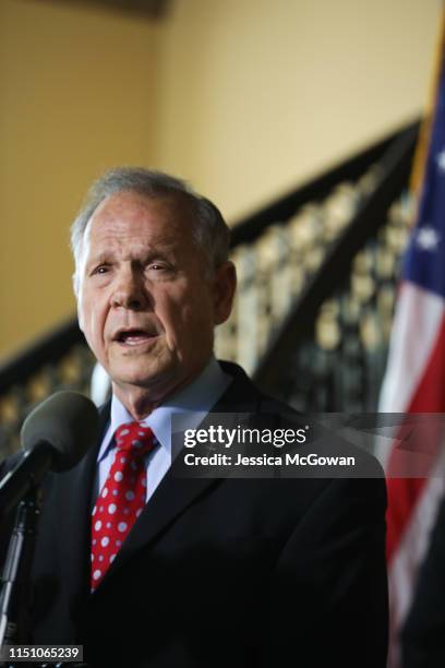 Roy Moore announces his plans to run for U.S. Senate in 2020 during a press conference on June 20, 2019 in Montgomery, Alabama. Moore lost a special...